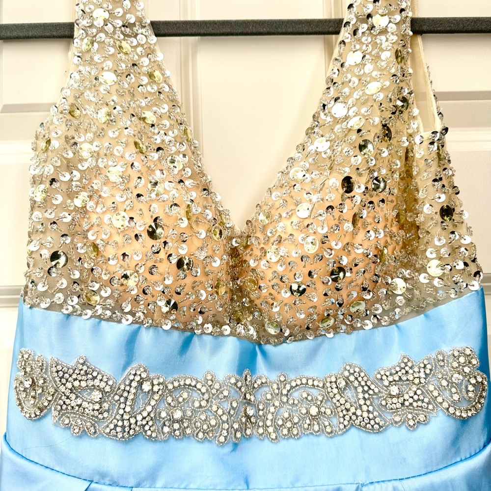 Blue Hebeos Size Small 4/6 dress long Sequins Jewels - Picture 2 of 8